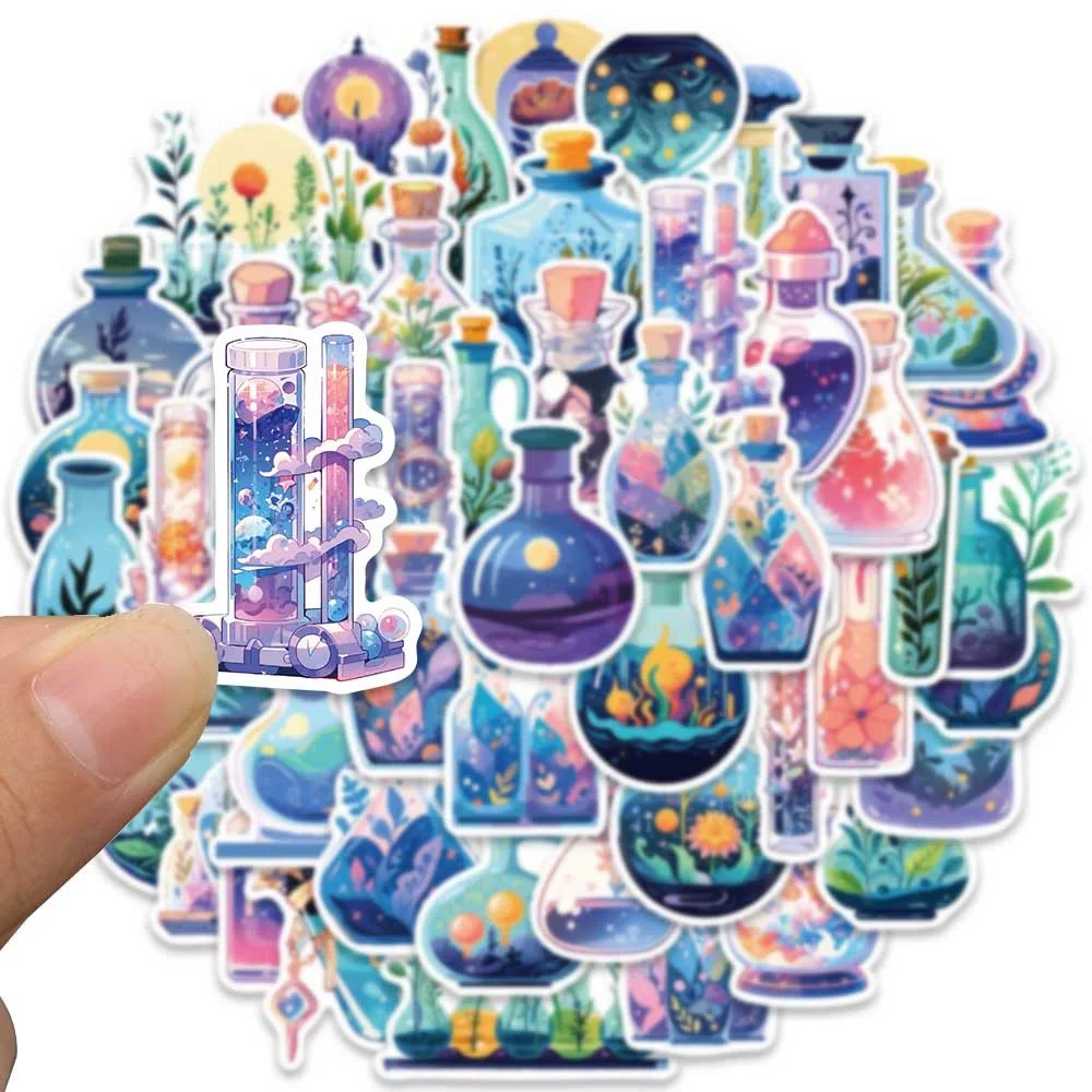 10/50pcs Ins Cute Magic Potion Bottle Flower Graffiti Stickers Aesthetic Decals DIY Laptop Suitcase Phone Car Decoration Sticker