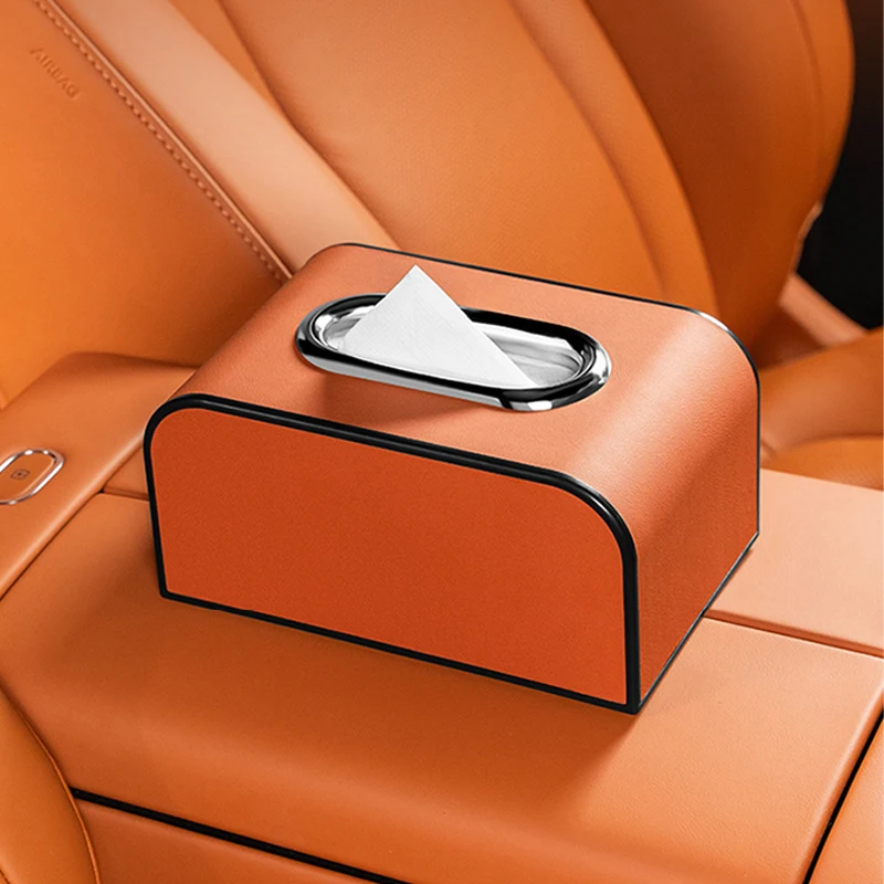 

1pc Car Tissue Holder Leather – Decorative Auto Napkin Box, Odorless & Easy Mount for Vehicle