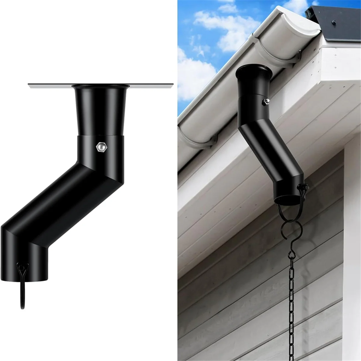 Rain Chain Gutter Adapter Black Installation Suit for Gutter Downspout Outlet