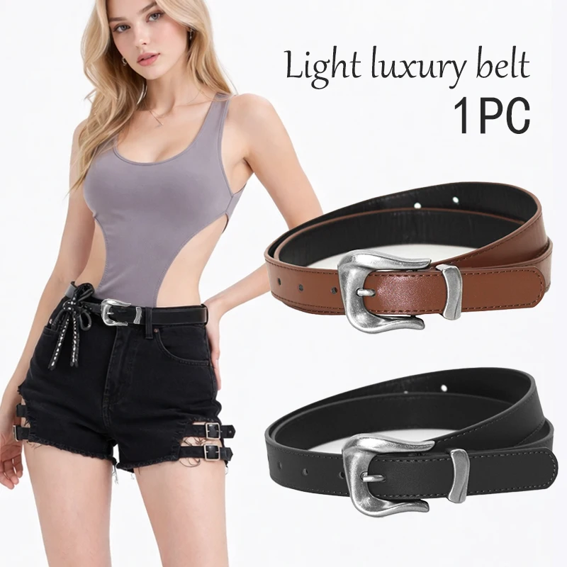 Ladies Fashion Simple Black Belt Decorative Accessory for Daily Wear Versatile Belt for Jeans And Other Clothing