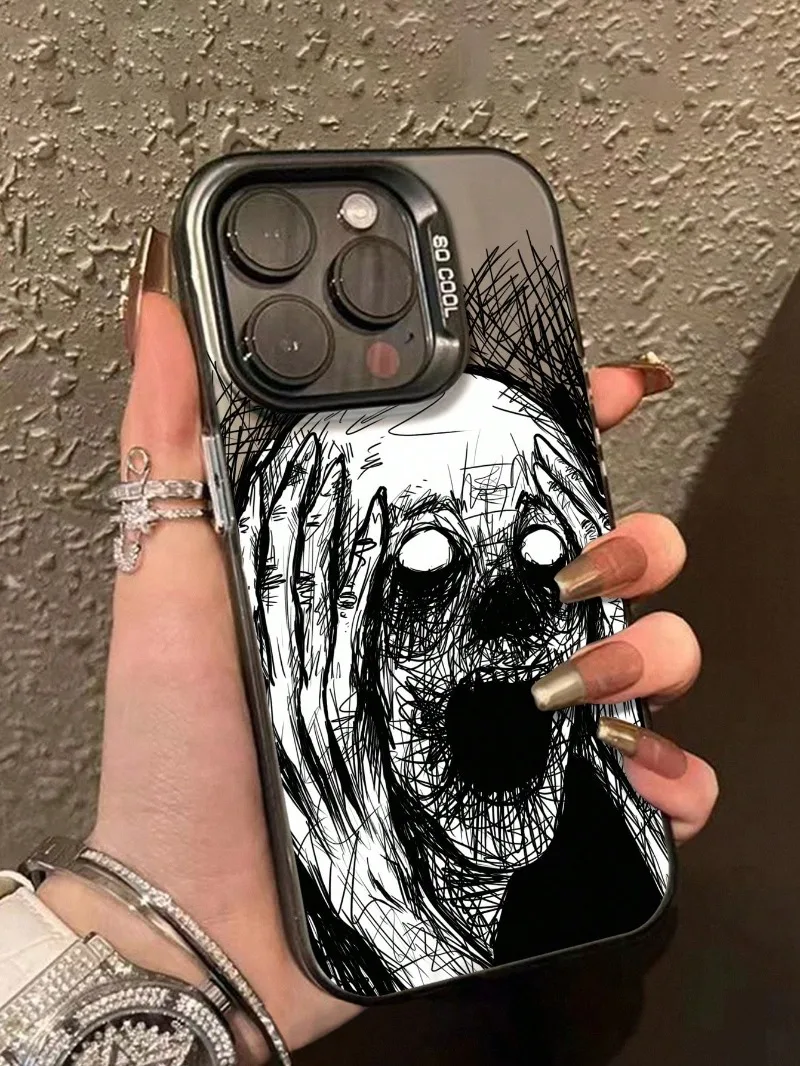 Halloween Scare Pattern Phone Case Compatible with iPhone 16 11 12 13 14 15 Pro Max 7 8 Plus X XS XR Anti-Fall Shockproof Cover