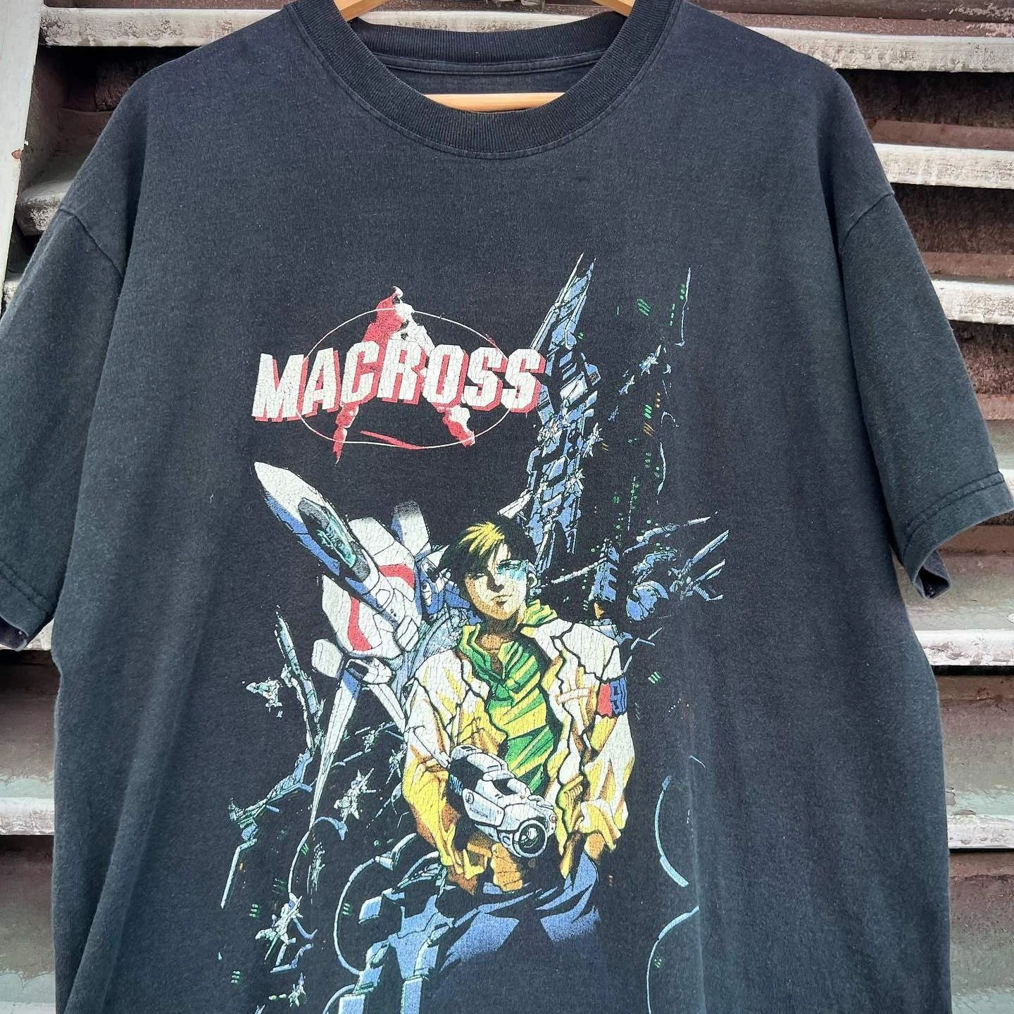 Vintage 90s Macross Hikaru Ichijyo VF-1 Valkyrie Manga Anime Graphic Tee Cotton Mens Womens T-Shirt Summer Streetwear