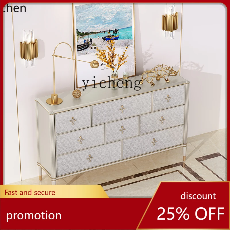 

Тумба ZML из массива дерева с восемью ящиками, тумба под телевизор для спальни, современный простой органайзер для хранения в гостиной