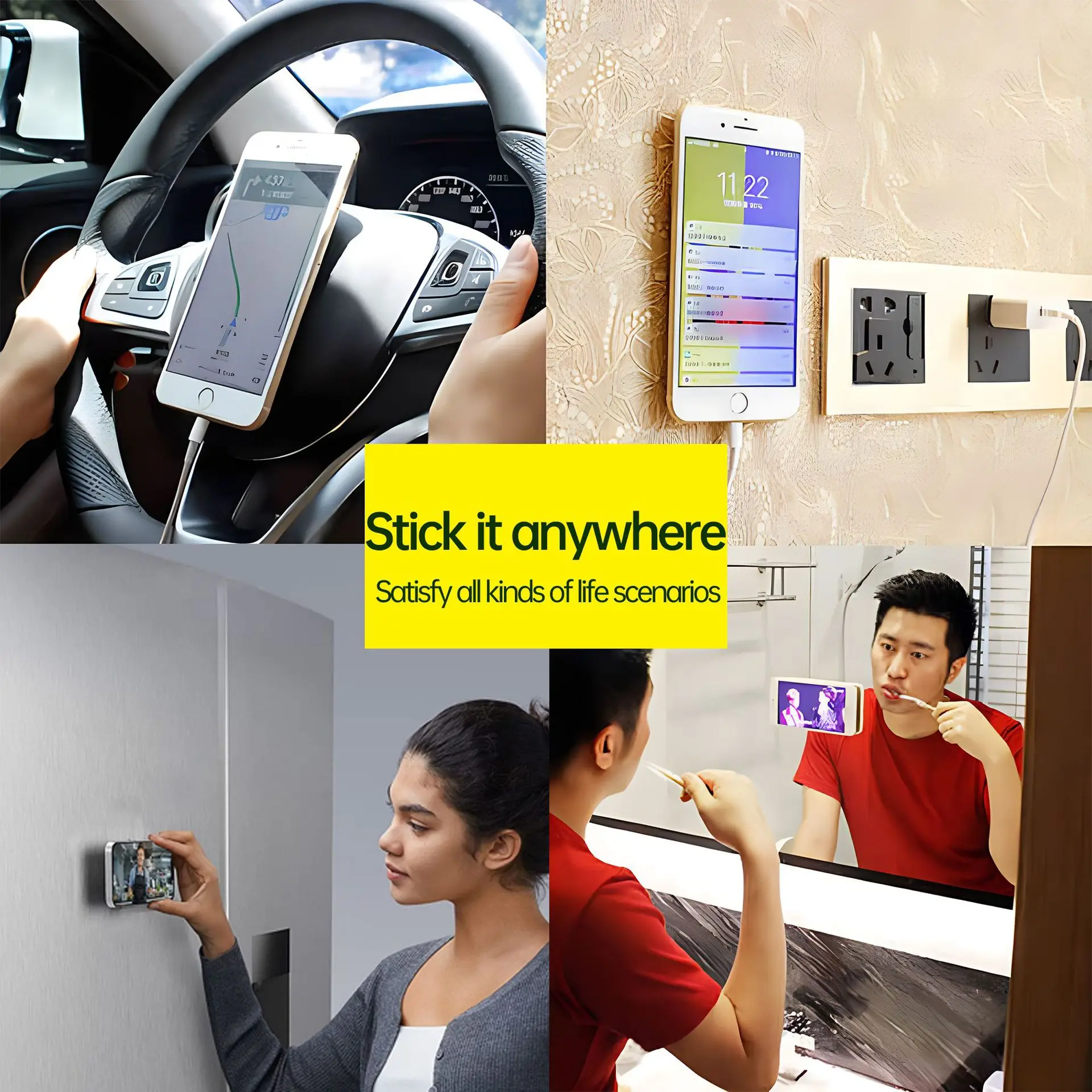 Multi-Functional Phone Case Backed Silicone Suction Pad Holder Double Side Suction Cup Bracket Fixture Desk Car Stand For iPhone