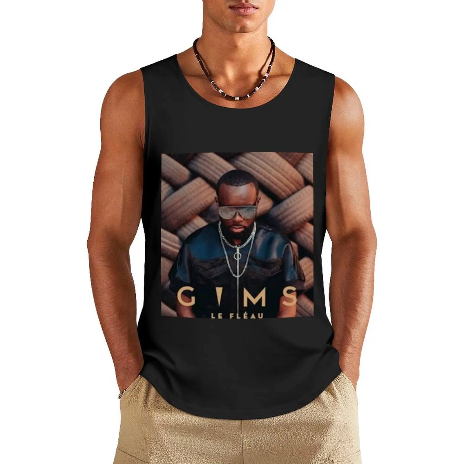 GIMS LE FLEAU poster Tank Top Men's fitness t-shirt gym Men's gym t-shirts Men's cotton t-shirt