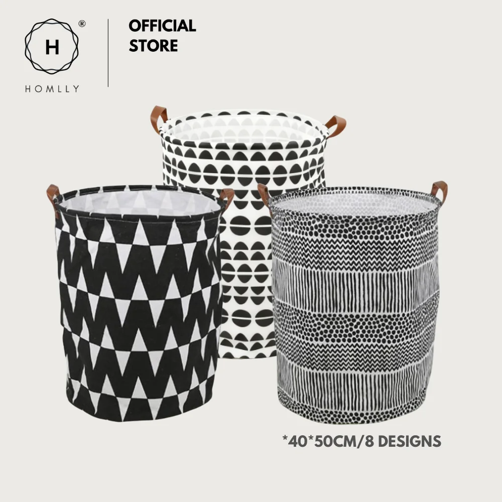 

Водонепроницаемая холщовая корзина для белья Homlly Flor с кожаной ручкой (2 шт.)
