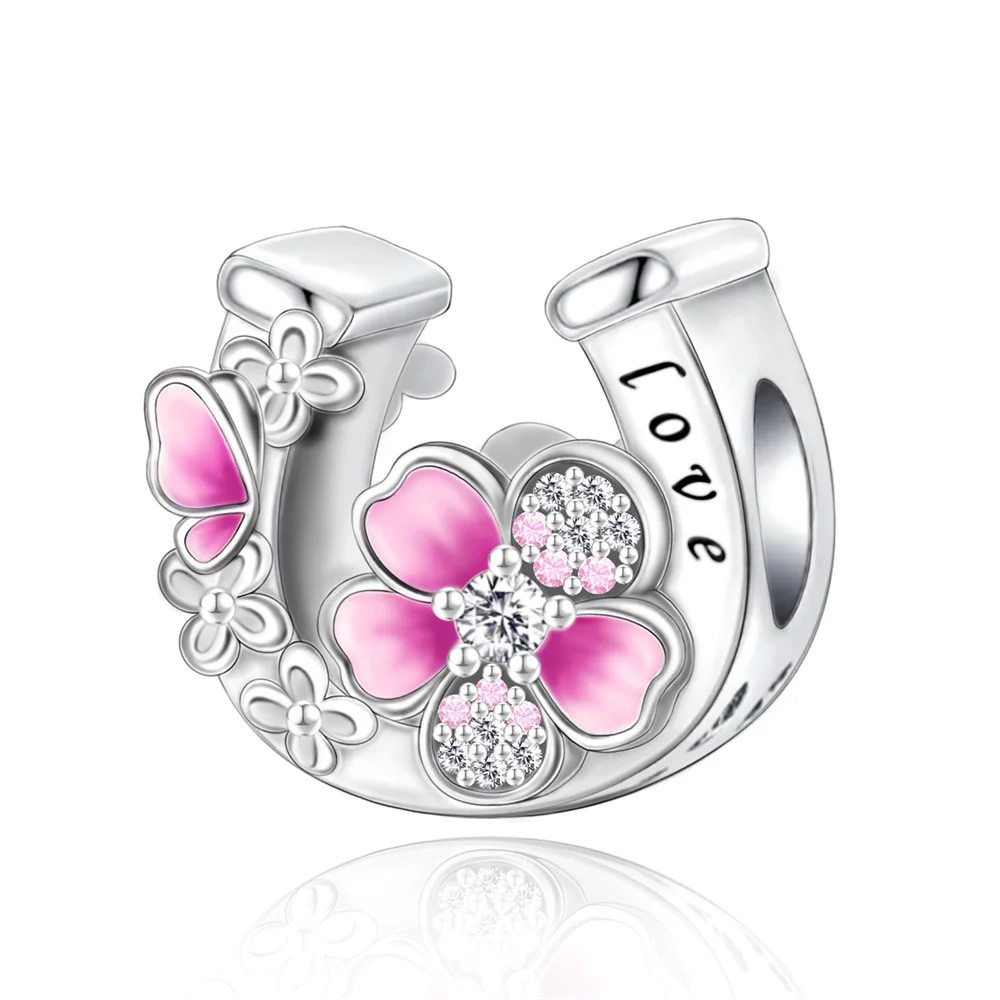 Pan Charms Original Horseshoe Clover Lucky Charm Bracelet Pendant Jewelry