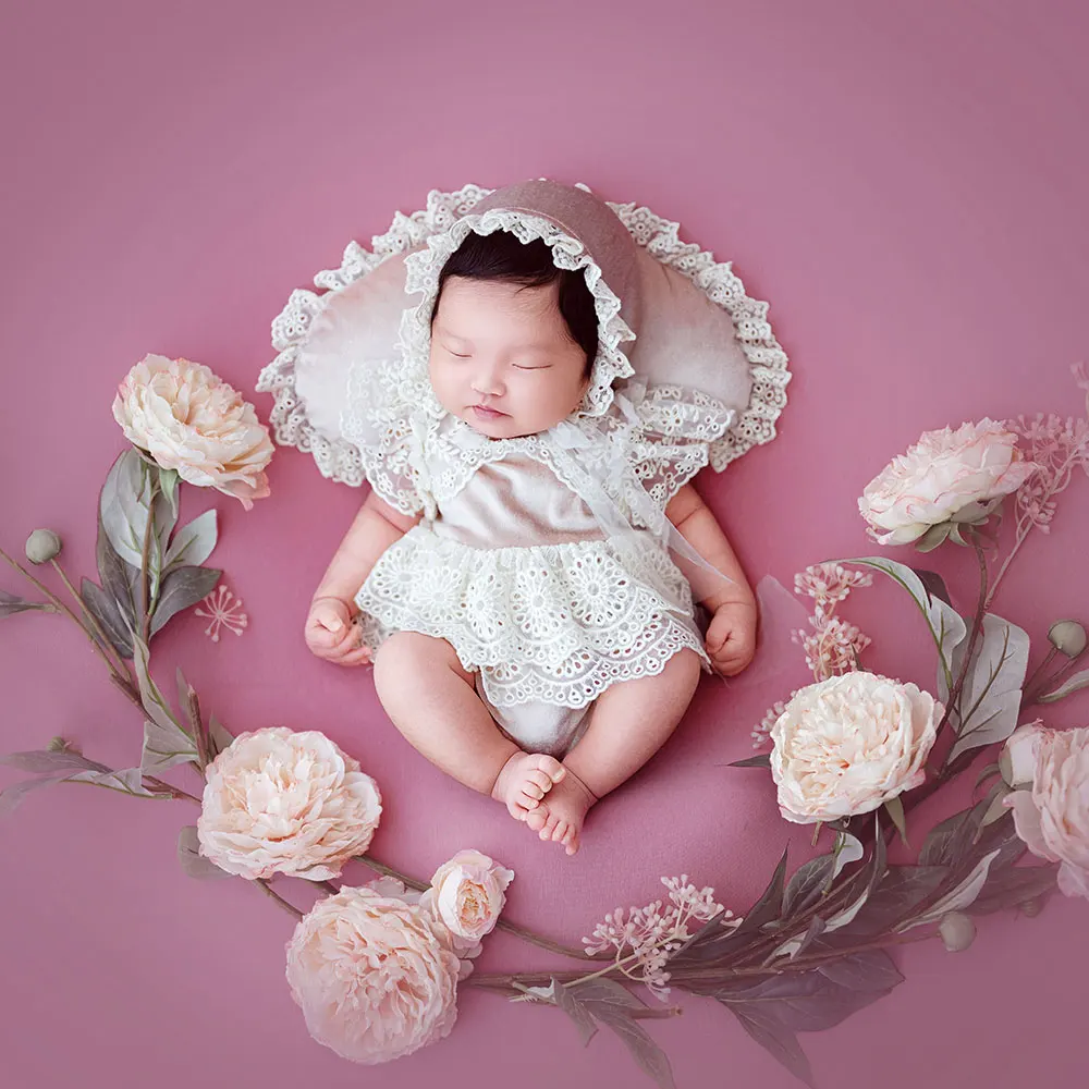 0-1 شهر الوليد التصوير الدعائم الأزهار نمط موضوع وتتسابق مع مطابقة قبعة طفلة تنورة ودعائم الأزهار لاطلاق النار