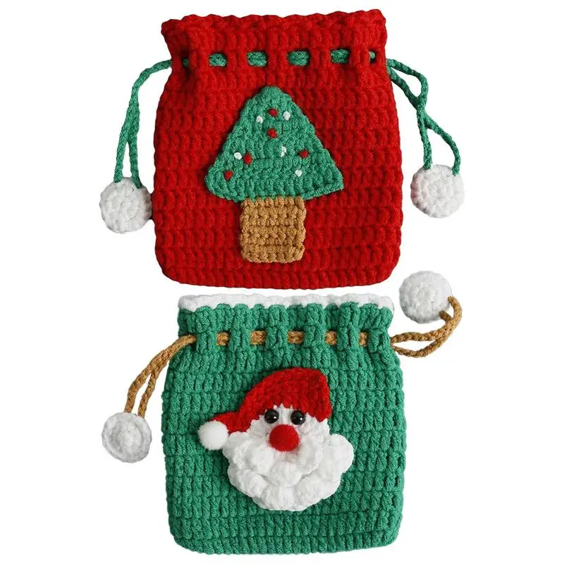 Cute Wallet Coin Pouch Cute Christmas Tree Knitting Change Purse Knitting Woven Coin Purse For Small Items Coin Headphones