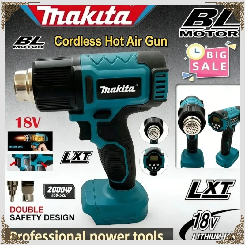 マキタ温度550-°-c-コントロールヒートガン-コードレスハンドヘルド熱風ガンと-led-ディスプレイはんだ付けサーマルブロワー電動工具