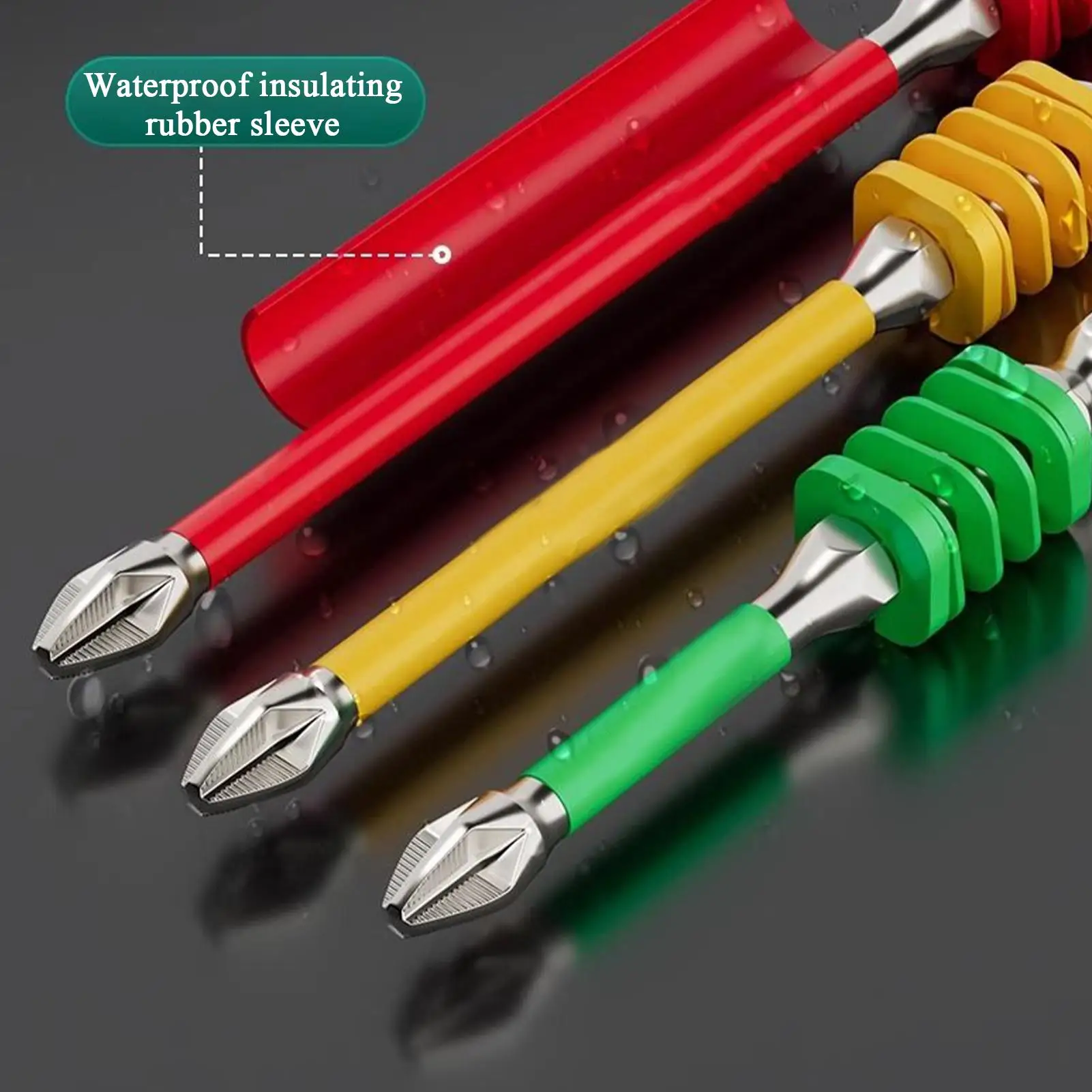 Screwdriver Drill Bit Set 2 Pieces Magnetic Screwdriver Bit Set Tough Anti-Slip Tips with Spring for Household Technician Work