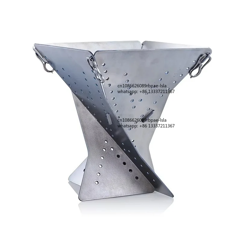 Titanium Folding Wood Burning Camp Stove With Carry Bag Portable Camping Stove For Backpacking Survival Emergency Cooking