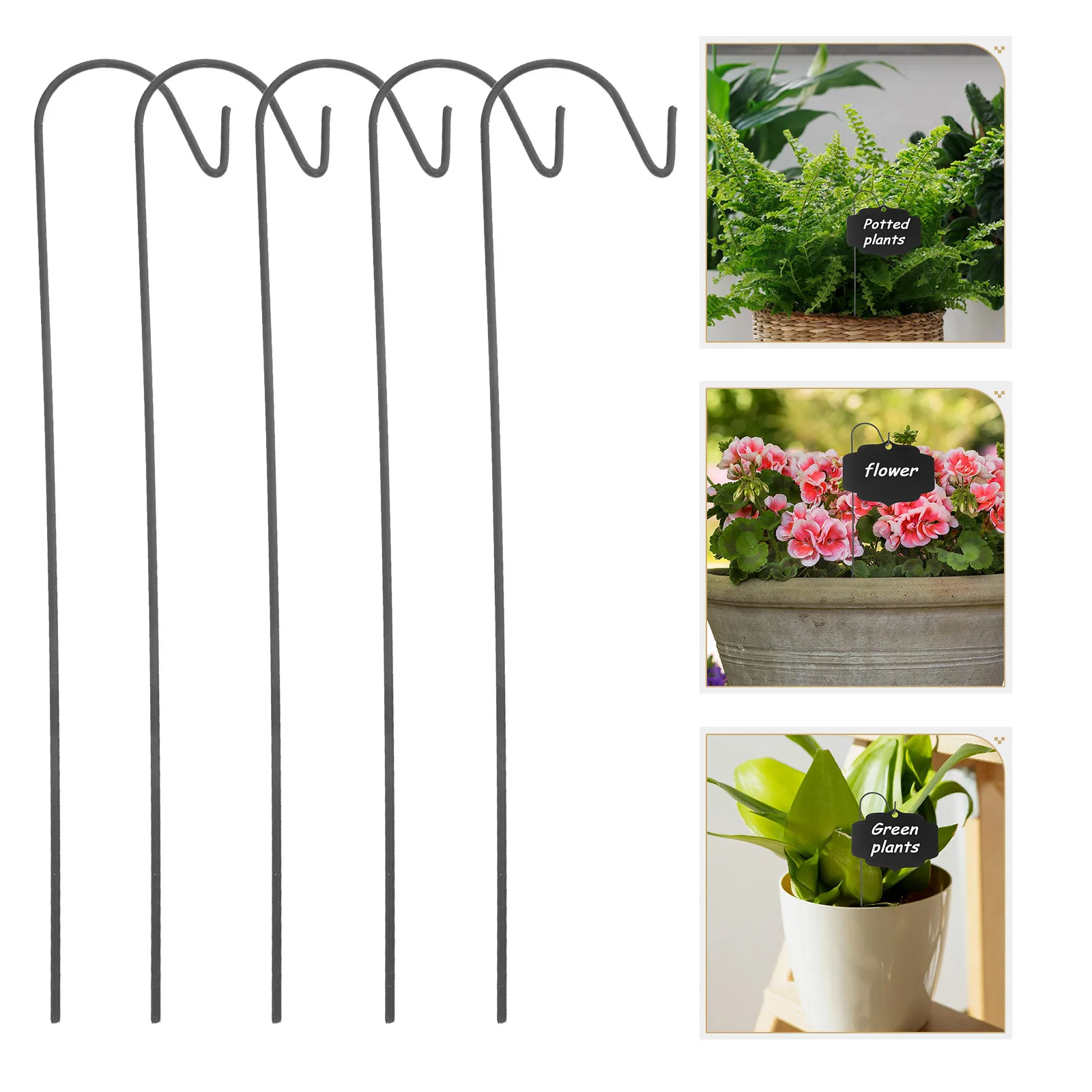 50pcs Iron Shepherds Hooks Outdoor Garden Ground Hooks Markers Stake Shepherd Hanging Rods For Flower Pot Bird Feeder Planters