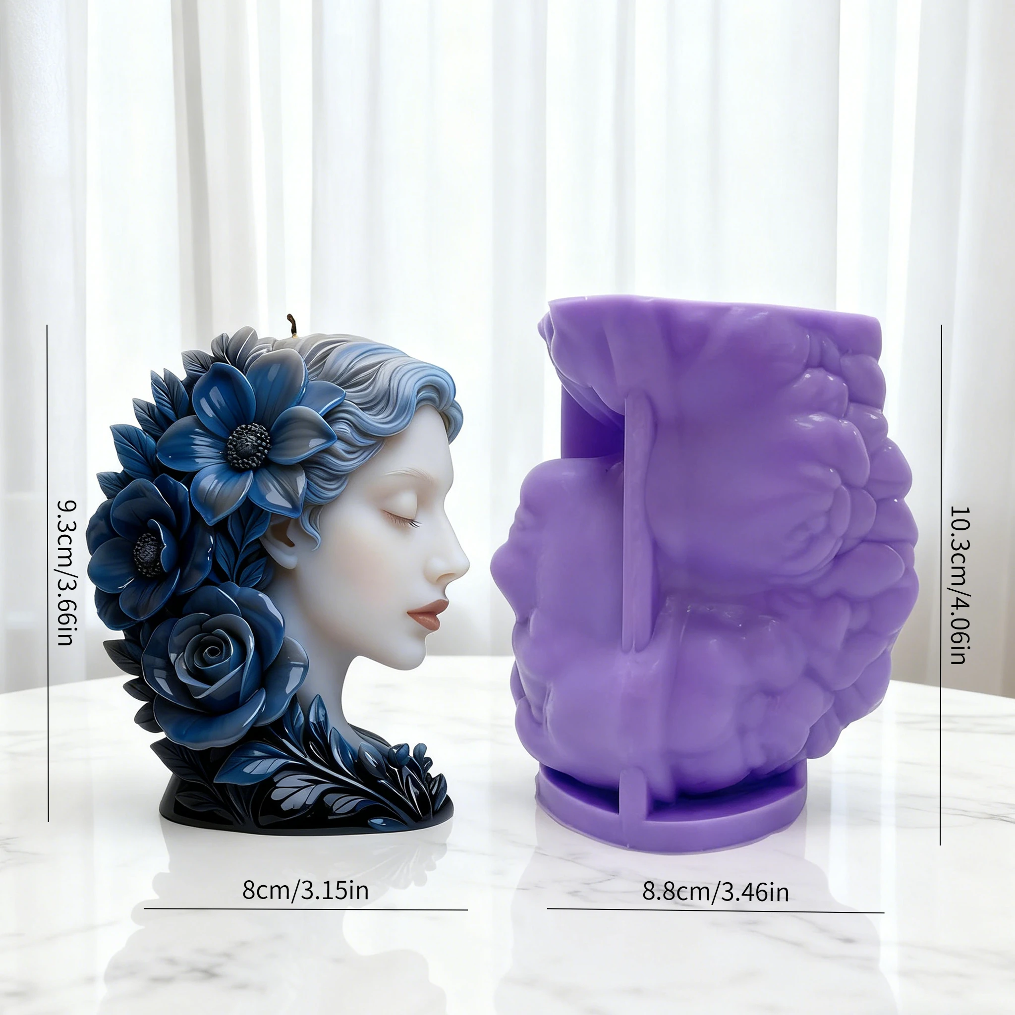 قوالب الشموع الآلهة الزهرية الفنية المتخصصة مقاومة للحرارة وقابلة لإعادة الاستخدام، مما يجعلها مثالية للشموع المعطرة التي تصنعها بنفسك والمور #6