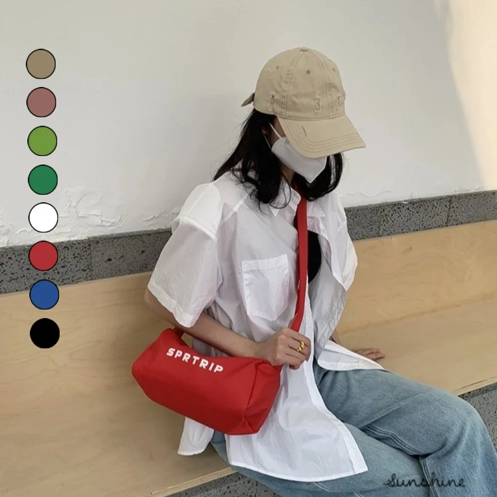 

Casual Oxford Cloth Square Bag Adjustable Strap Large Capacity Crossbody Pillow Bag Japanese Style Letter Printed Shoulder Bag