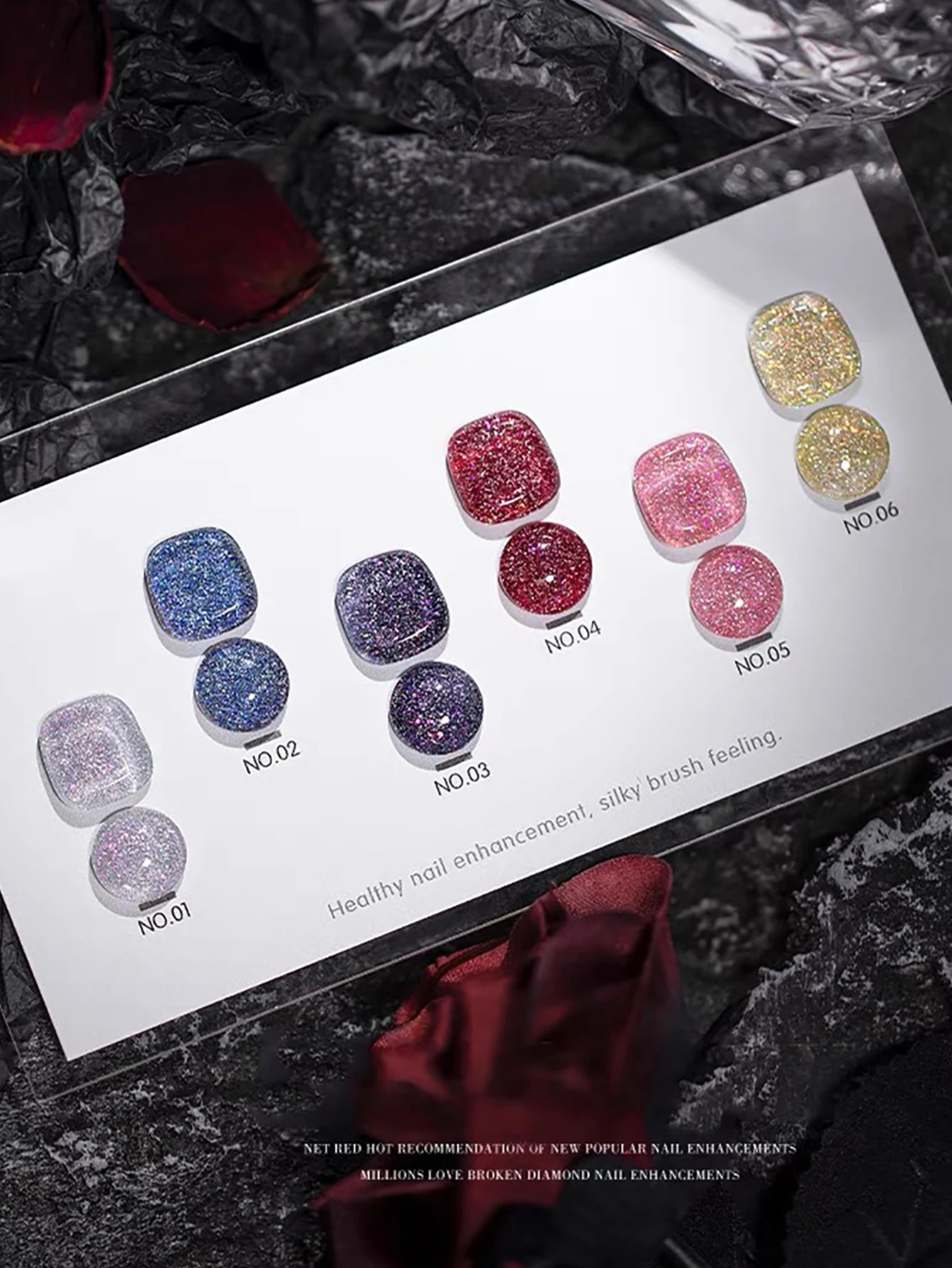 1 stücke WS Bunte Flash Blau Gebrochen Diamant Gel Nagellack 2025 Beliebte Bleaching Hohe Dichte Nail art Für Frauen und Mädchen