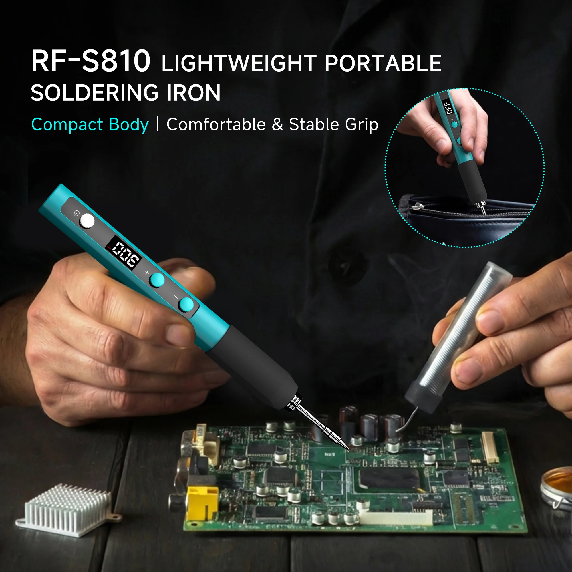 RF4-S810 Portable Electric Soldering Iron Welding Tool Single-Contact Switch Type-C Interface Power-off Memory Function