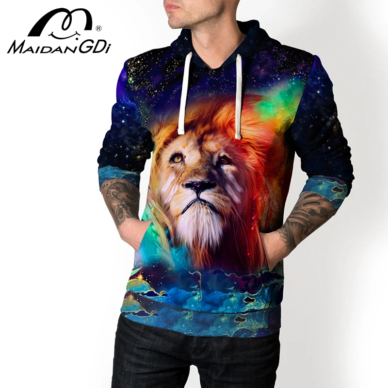 

2024 3D Lion Printed Men's Hoodie Sweatshirt Spring Autumn Harajuku Leisure Fashion Y2k Clothes Long Sleeve Pullover