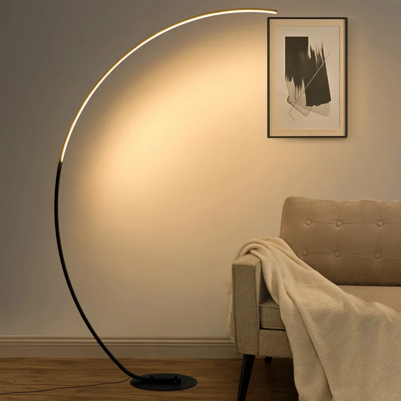 

Modern65Inch Arch Standing Reading Floor Lamp with Remote Control - Dimmable BlackLEDColor-Changing Curved Ambient Lighting