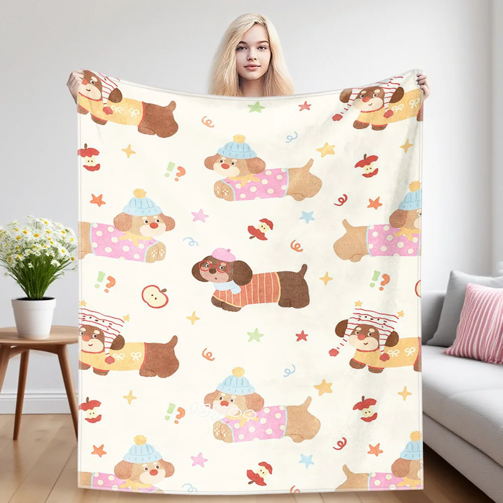 Cute Doxie Nap Blanket,Flannel Blanket,Suitable For Sofas,Beds,Cars,Rooms,Offices,Camping,Exquisite Gift Blankets