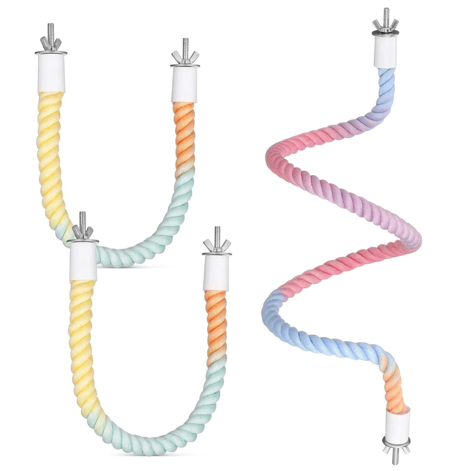 

3 Pcs Parrot Standing Pole Bird Cage Accessories Swing Rope Perches for Parrots Swings Metal