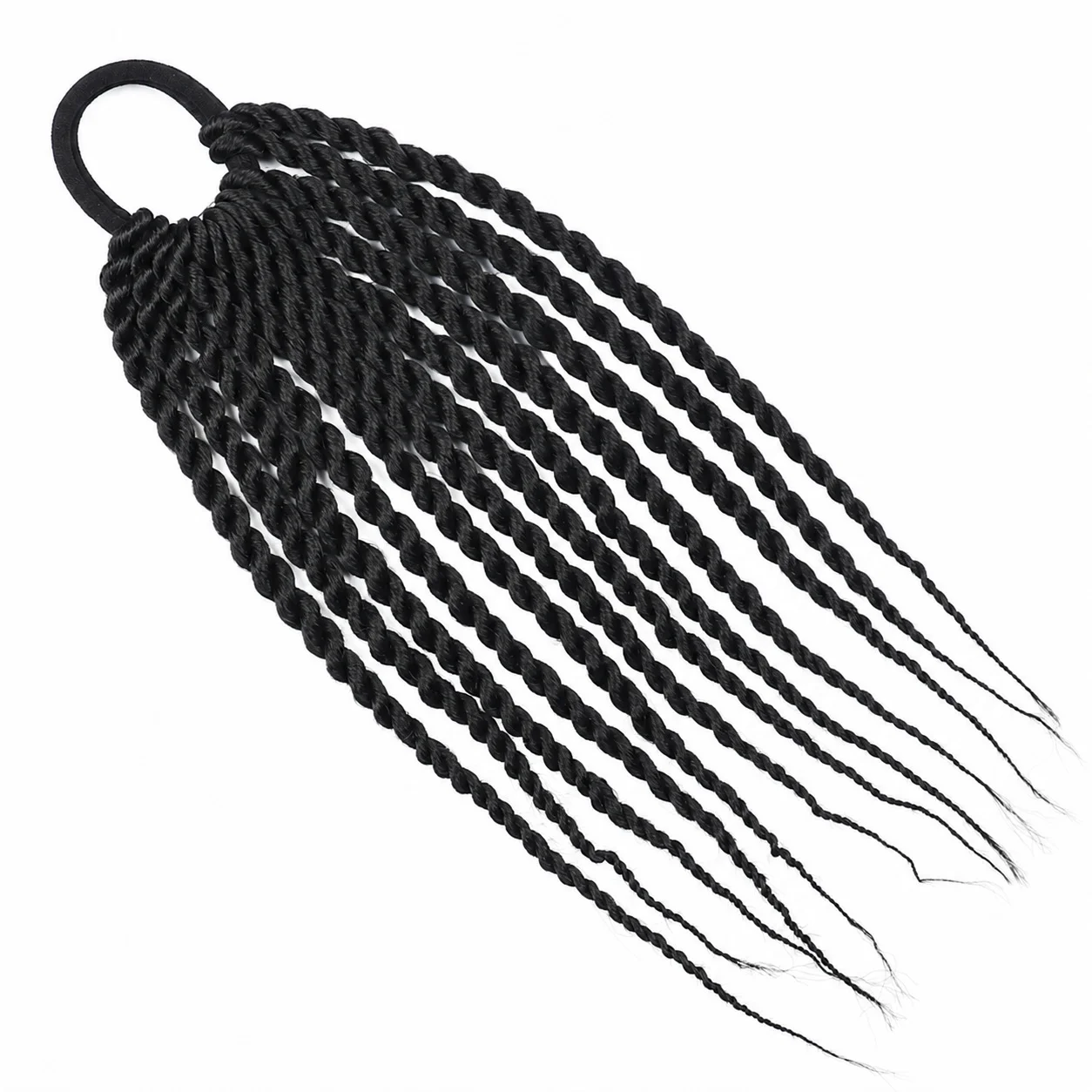 8 10 12 Inch Twist Ponytail Extension with Elastic Hair Tie 1B Black Synthetic Braided Hairpiece for Girls Daily and Party Styli