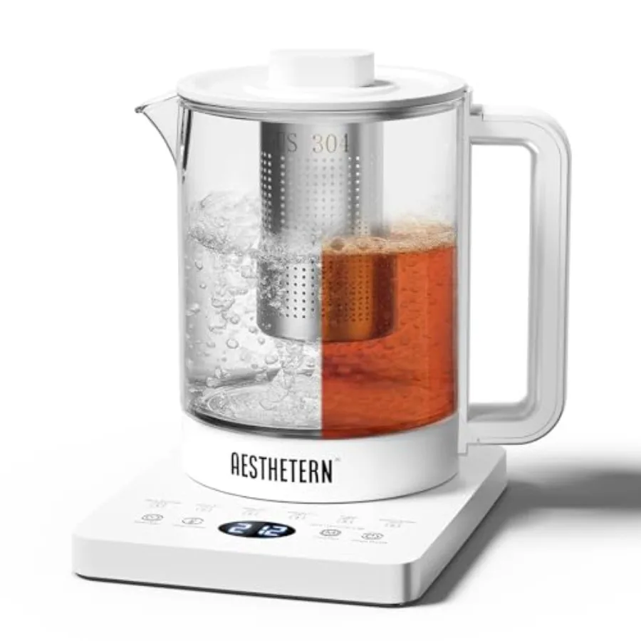 

Electric Tea Kettle with Infuser 1.5L Glass Water Boiler with Temperature Control 24H Keep Warm and Auto Shut-Off