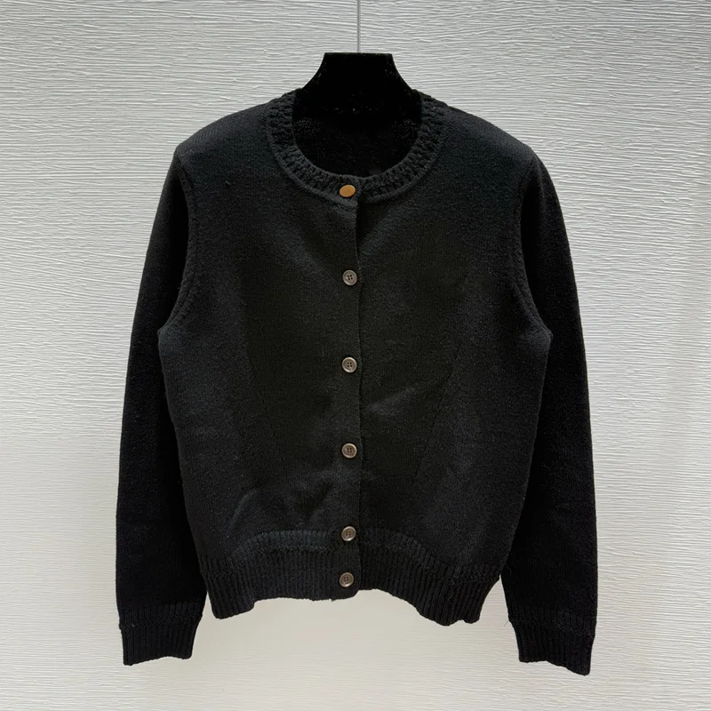 

High-quality women's cardigan with round neck and single row buttons - simple suitable for spring and autumn sweater 251004127