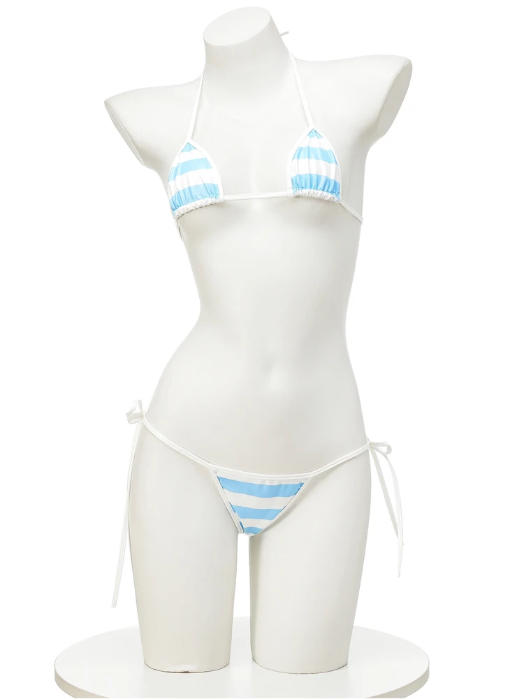 클래식 줄무늬 인쇄 가죽 비키니 세트 2024 새로운 섹시한 붕대 수영복 여성 Beachwear 여름 수영복 하이 컷 수영복