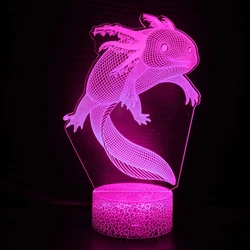 Nighdn Axolotl 3D Night Light Led USB Tabe Desk Lamp 16 Color Change Nightlight Bedroom Decor Birthday Christmas Gifts for Kids