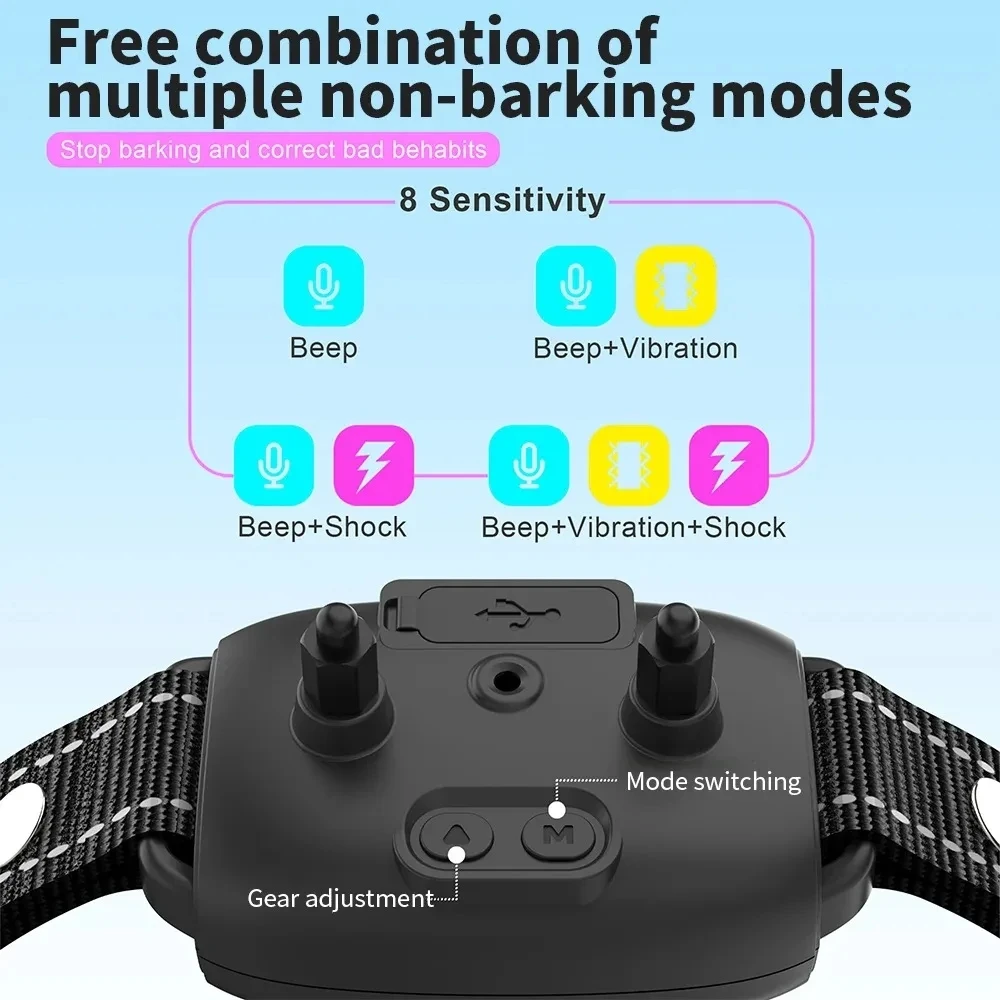 Electric Color screen pet Stop anti-bark device Type-C rechargeable dog training Collar automatic voice control to prevent bark - view 4