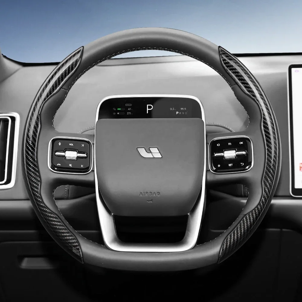 Suitable for Li Auto Carbon Fiber Texture Steering Wheel Cover with Segmented Quick-Release Design, Durable, for Models L9 L7 L6