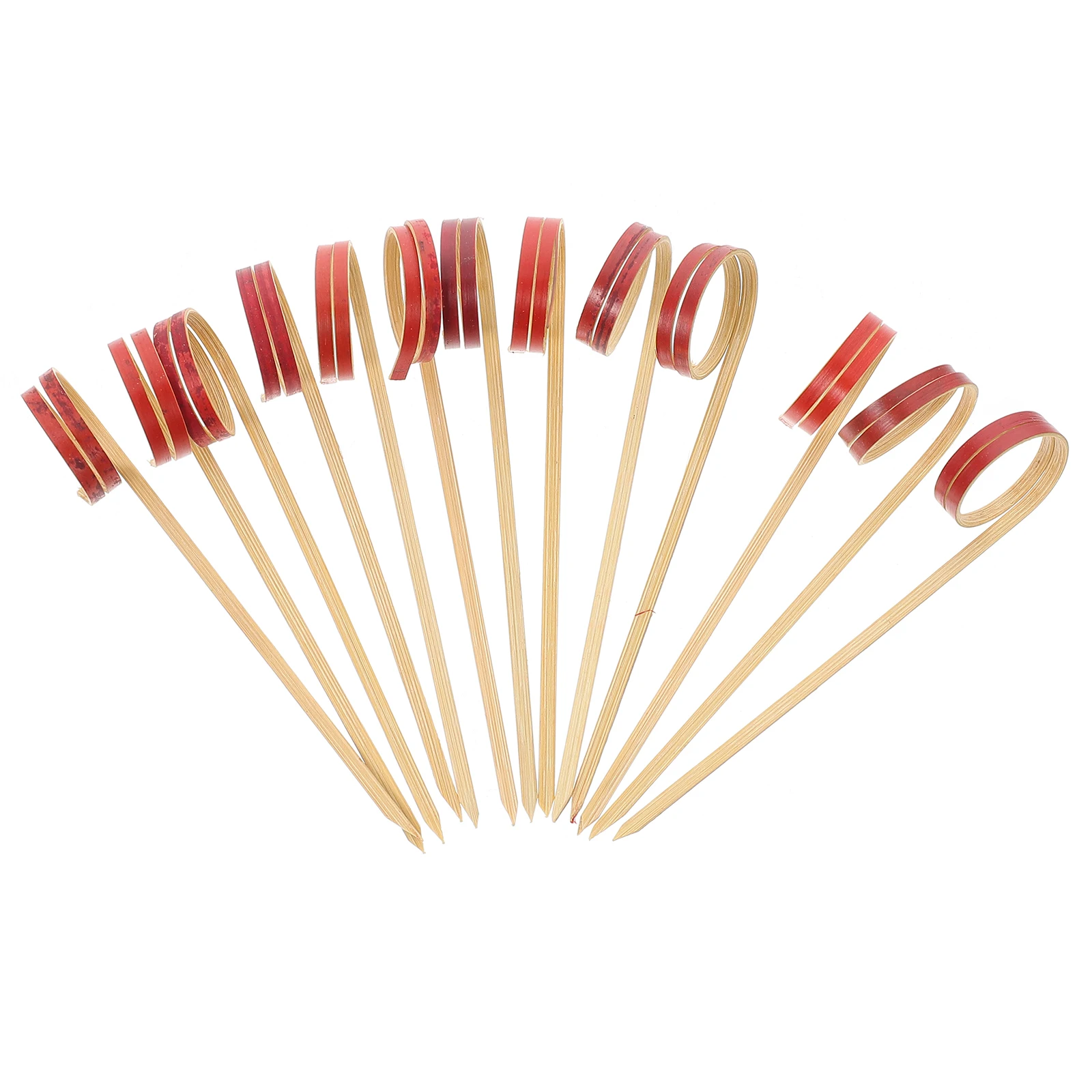

100 Pcs Bamboo Fruit Picks Cocktail Sticks Disposable Wooden Forks Red Food Sticks Party Supplies Bar Tools Kitchen Accessories