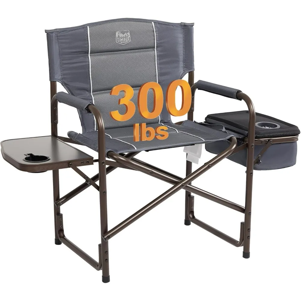 

Lightweight Camping Chair, Portable Laurel Director's Chair with Foldable Side Table, Cooler Bag & Mesh Pocket, Compact Outdoor