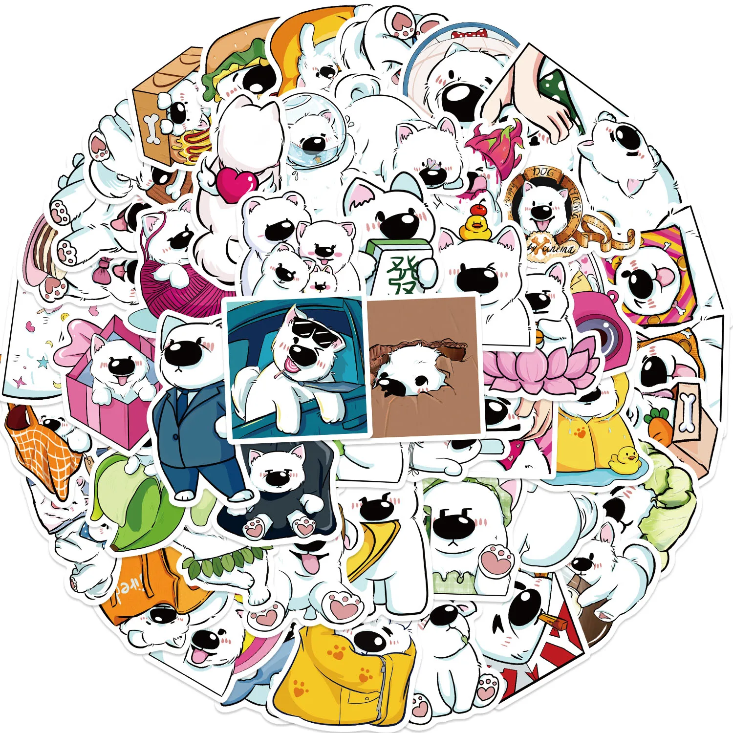 50 Stück Samojede-Aufkleber, geeignet für Notebook-Computer, Gepäck, Kühlschrank, Skateboards, Handyhüllen, Aufkleber