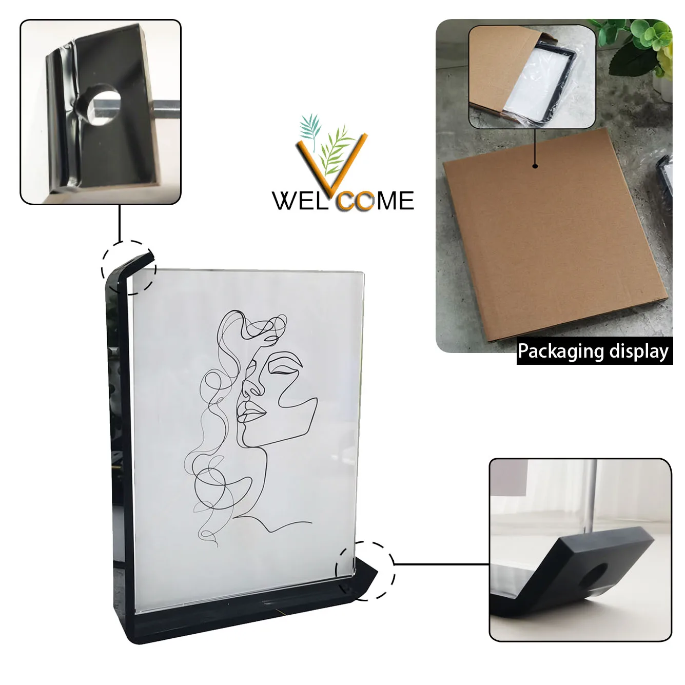 Acrylic Picture Frame Swing Table DIY Transparent Creative Display Frame Double Sided Personalized Photo Box Commemorative Gift