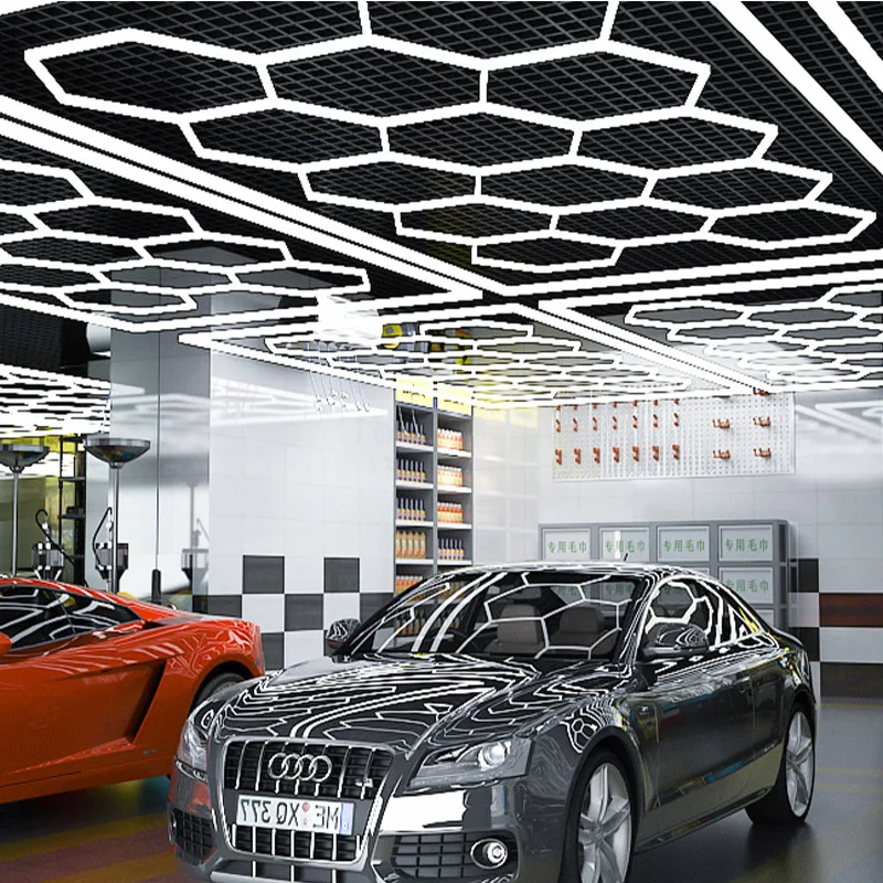 ZK20 110V-240V Honeycomb Hexagon Ceiling Lamp Car for Garage Hexagon Wash Beauty Station Lighting Led Light for Auto Detailing