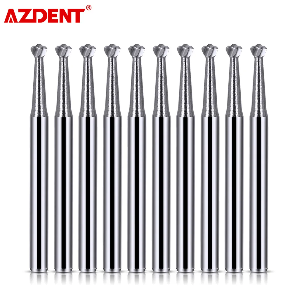 10Pcs/Pack Dental Tungsten Carbide Bur Drill AZDENT 19mm FG Round 1.6mm Drills for High Speed Handpiece Dentistry Burs