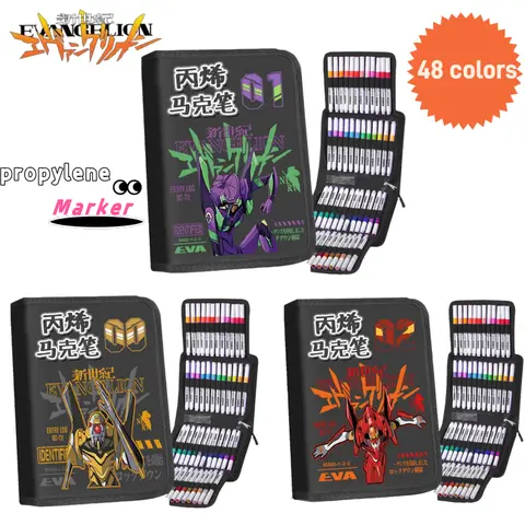Neon Genesis Evangelion Anime Tecknad Student Akvarellpenna Kreativ Personlighet Marker Raderbar Snabbtorkande Ritpenselset 10 best sales penna penna evangelion - №3