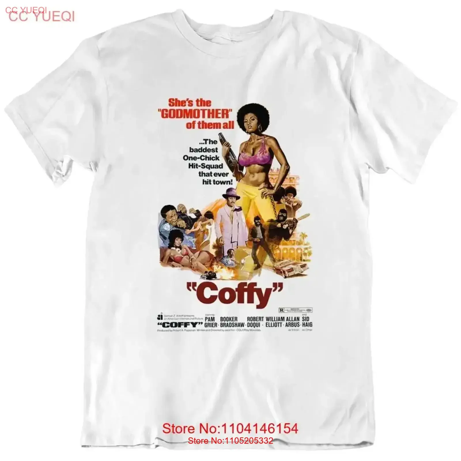 Coffy Retro película cartel camiseta vintage lavado suave gráfico diseñador ropa homme versátil Top para uso diario elegante