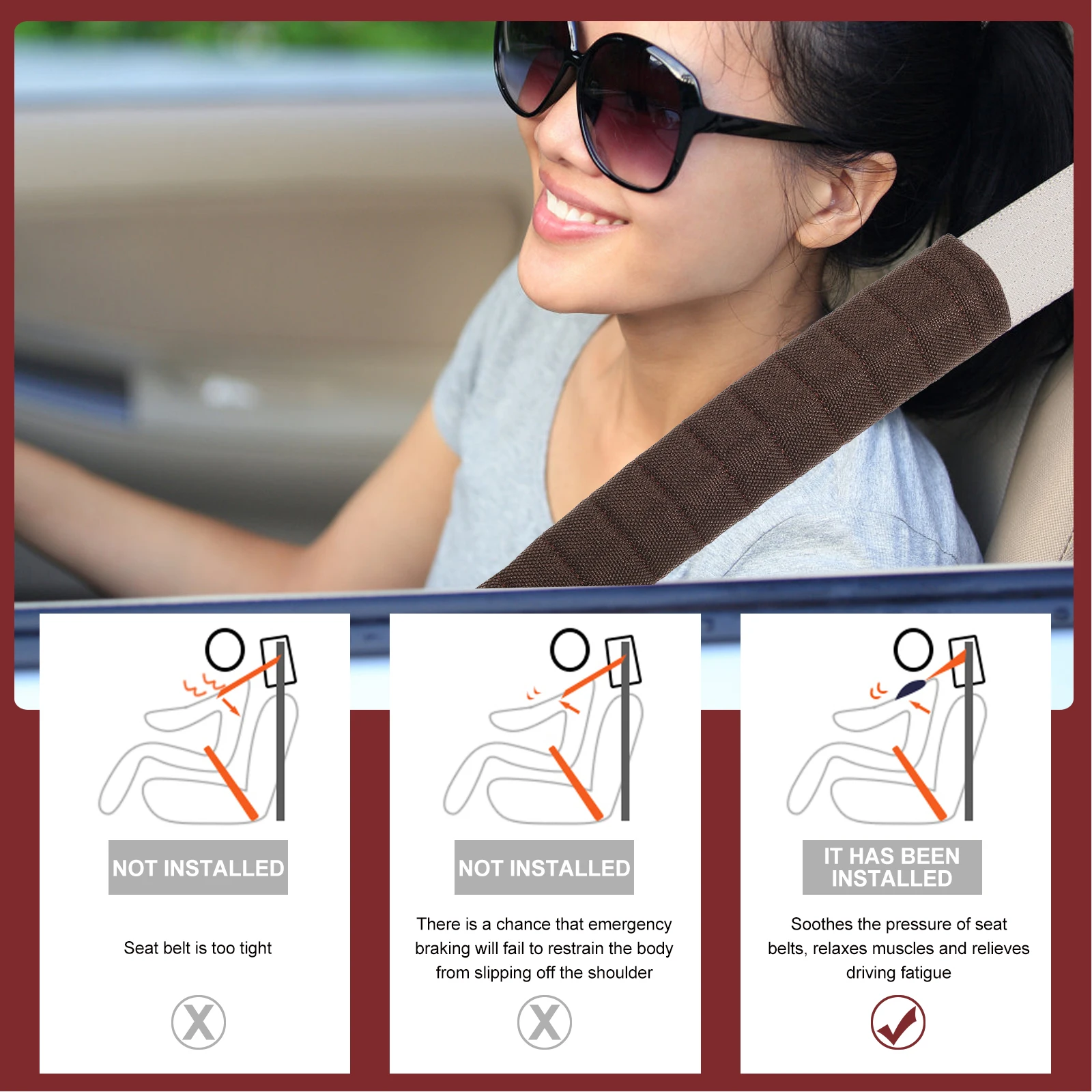 

2pcs Cover Neck Protector For Kids Soft Cushion Car Seat Strap Pads Comfortable Auto Shoulder Pad Easy Clean Stroller