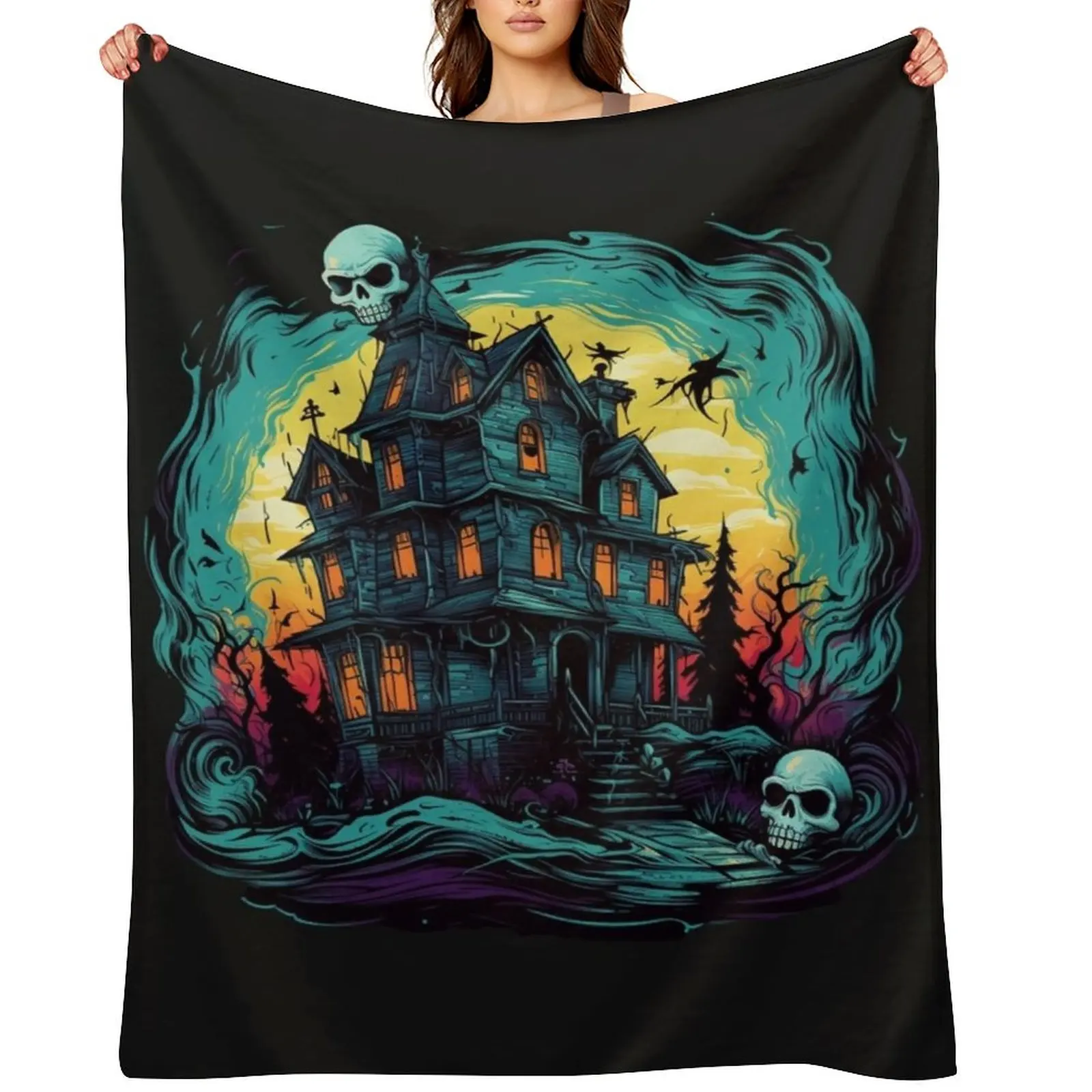 

Haunted House Throw Blanket Decorative Sofas Blankets For Sofas Winter beds Sofa Quilt Blankets