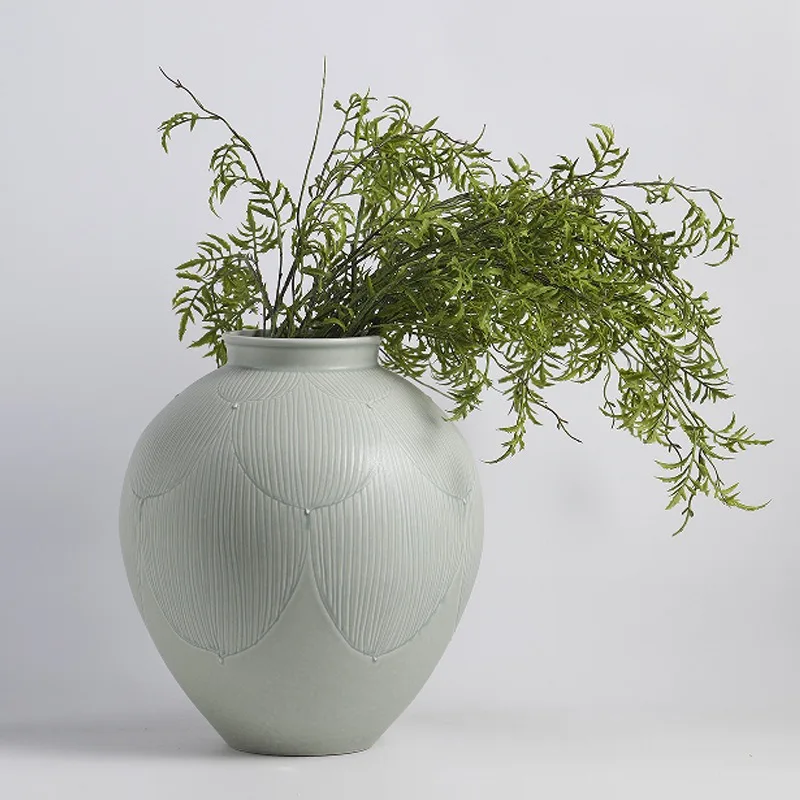 Light luxury, simple and high-end ceramic vase ornament, living room model room, sales office, flower device, wabi sandy wind