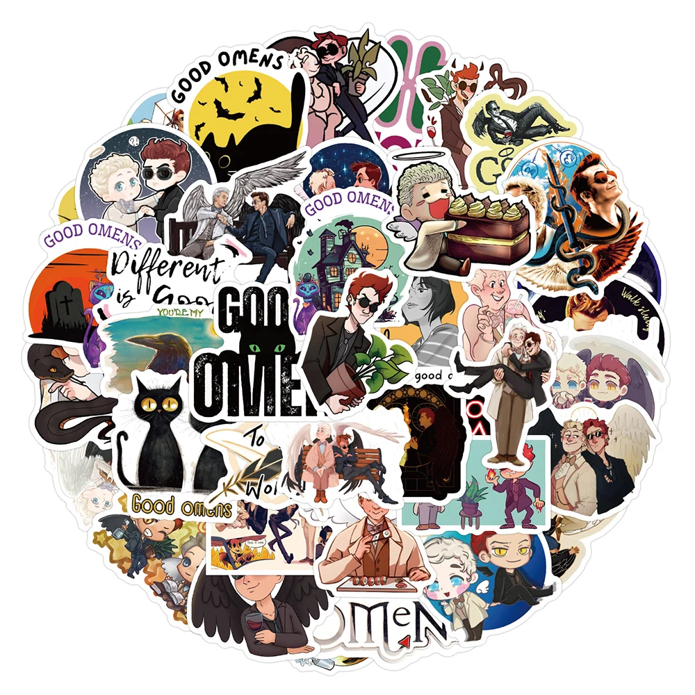 10/30/50 Stück TV-Serie Good Omens Aufkleber Coole Cartoon-Sticker Wasserflasche Laptop Handy Wasserdichte Aufkleber Dekorationszubehör