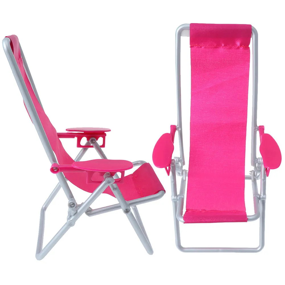 

2Pcs Simulated Beach Chair Miniature Ornament Foldable Lightweight Durable Safe for Kids Mini House Adornment House Chair
