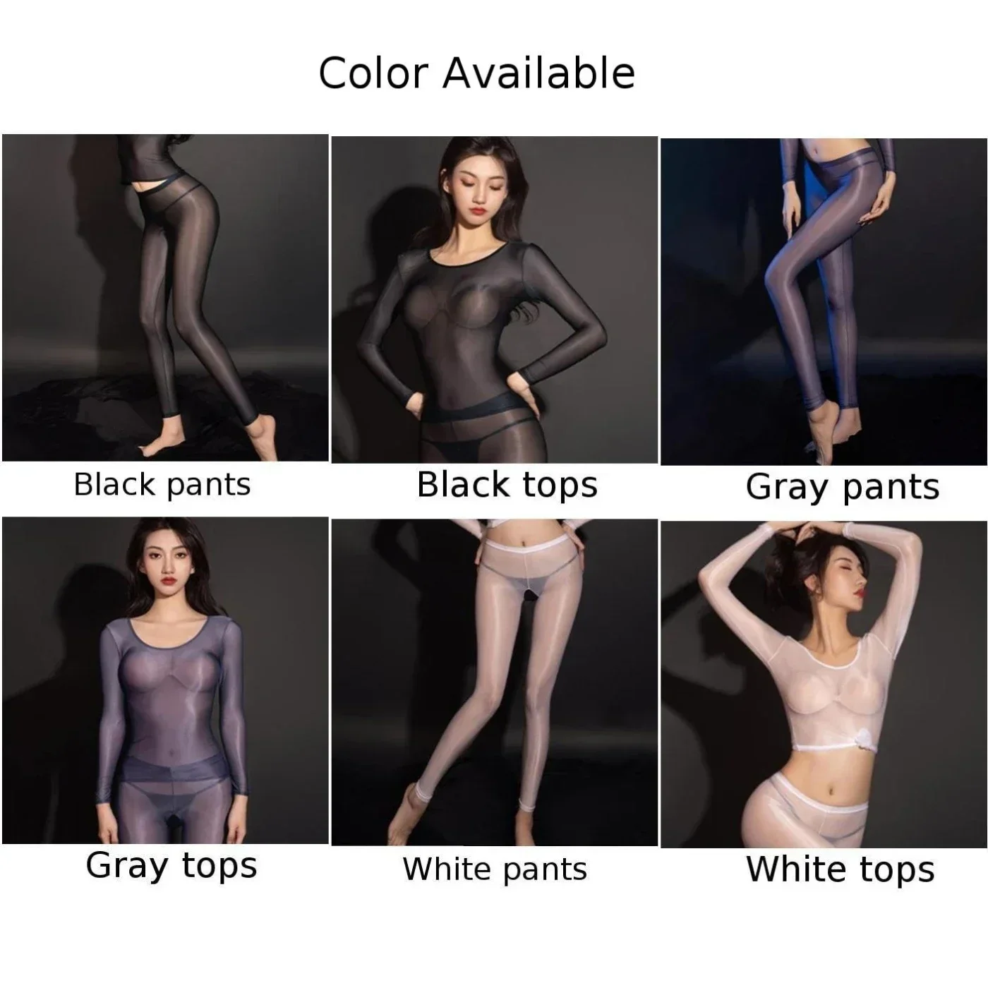 ​Women Oil Sheer Tops Pants Open Crotch Pantyhose Sexy Lingerie Nightwear Clubwear Ultra-Thin Shiny Stockings Smooth Socks A50