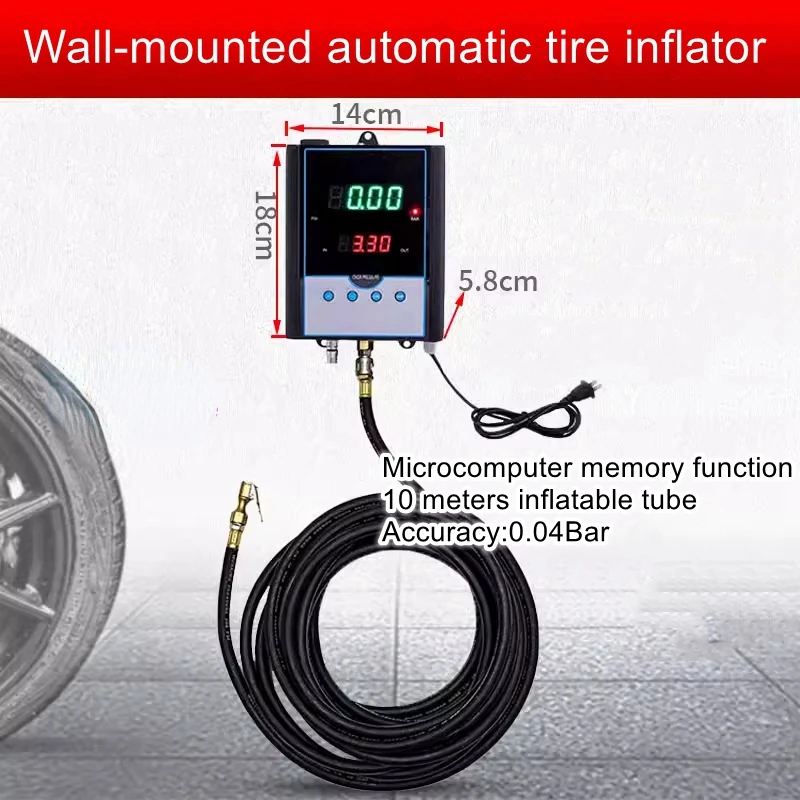 Automatic tire inflator car wall mounted tire inflation tire pressure gauge automatic inflator