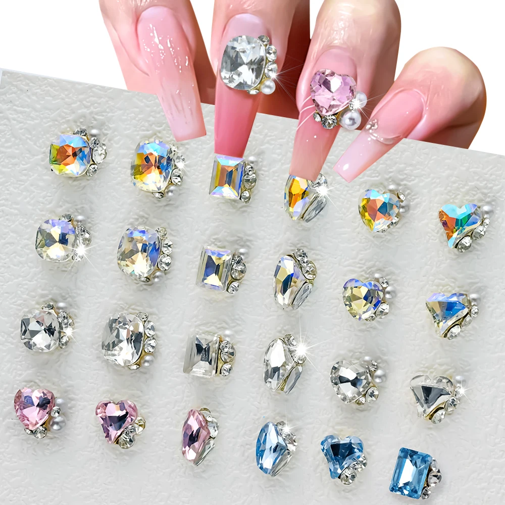 10Pcs Fat Square Glitter Strass Diamond Nail Charms Pointback Fancy Stone Crystal Nail Art Rhinestone Jewelry DIY Manicure Parts