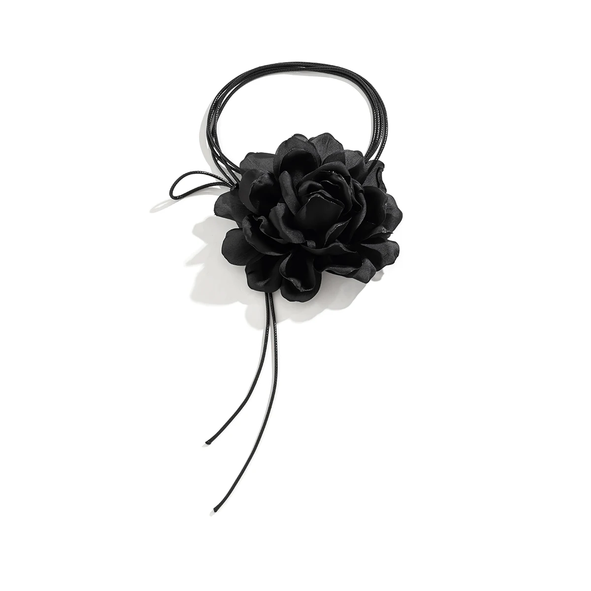 Ingemark Exaggerated Elegant Big Rose Flower Clavicle Chain Necklace Women Kpop Adjustable Bowknot Rope Choker Y2K Accessories