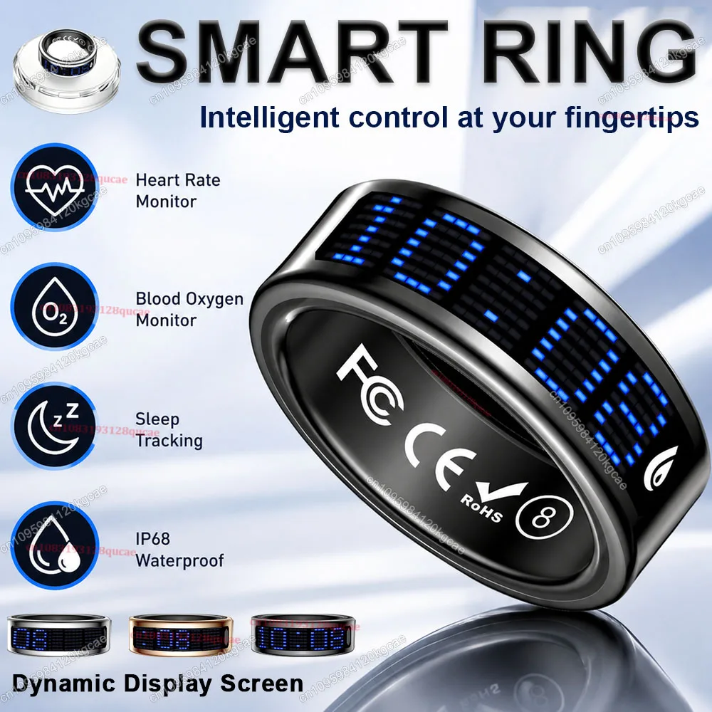 Smart Ring Display Screen Touch Incaming Call Reminder Tasbih Counter Health Manager Waterproof Multi Sports Mode Men Women R11C